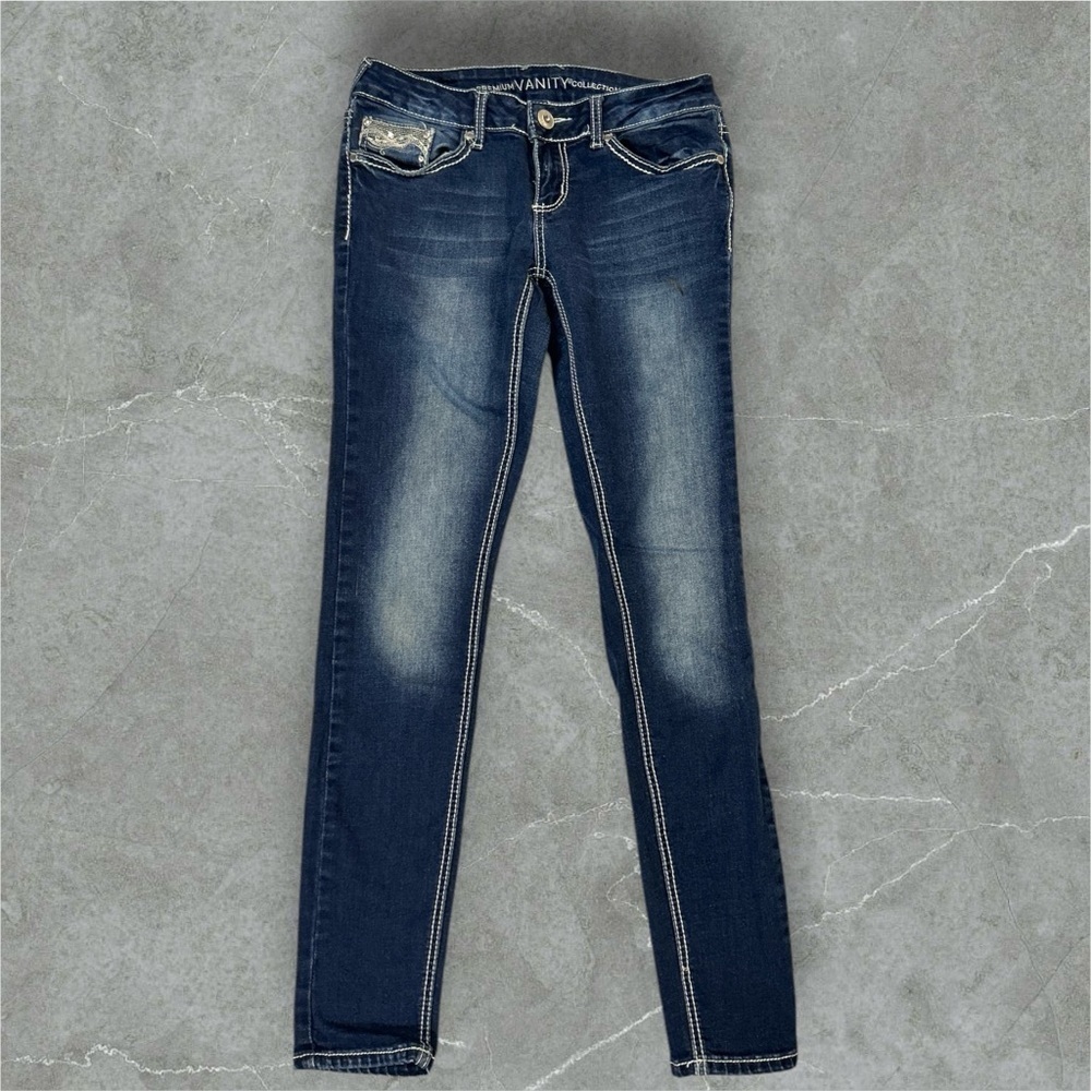 Vanity Blue Skinny Jeans with Subtle Fading